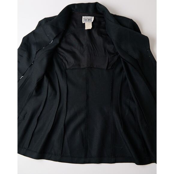 Vtg Y2K Ecru Blazer Womens L Fitted Button Up Goth Academia Jacket Whimsigoth - Picture 9 of 10